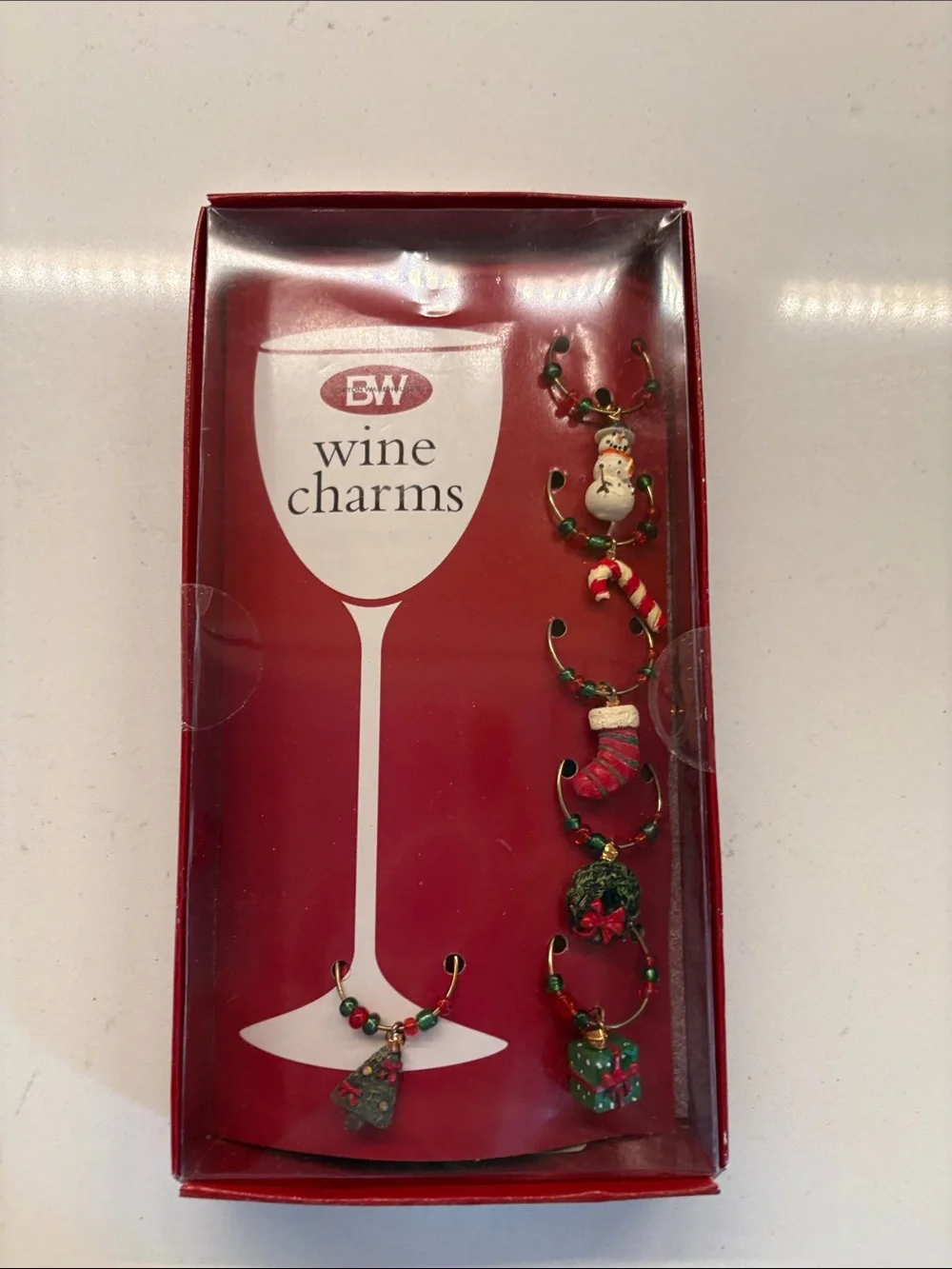 BW Wine Charms Set - Holiday Red & Green